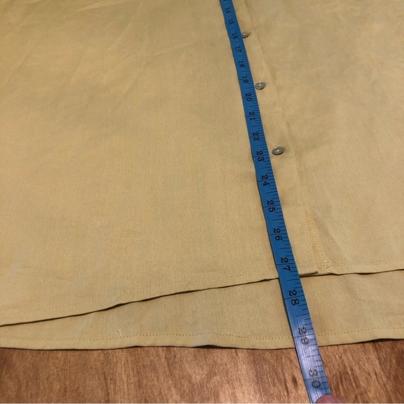 J. Jill Wheat Yellow 100% Silk Button Up Long Sleeve Shirt Womens Size Large - Picture 7 of 9